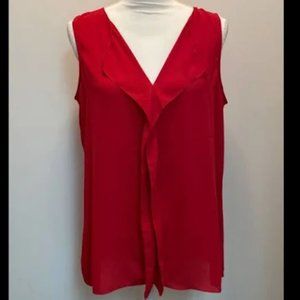 White House Black Market Women's Ruffle Front Shell Sleeveless V-Neck